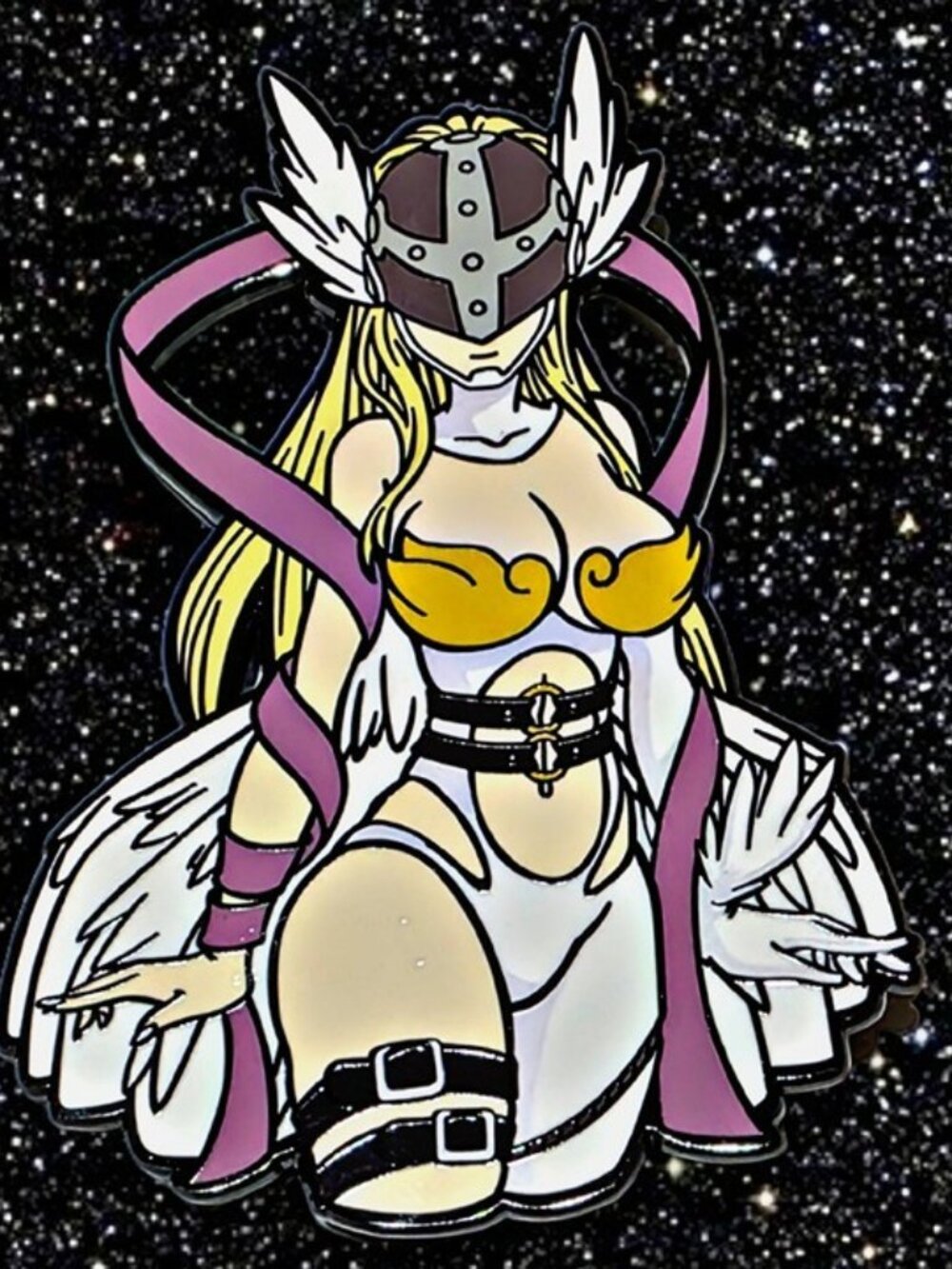GIANT Digimon Waifu Lewd Angel Angewomon Enamel Pin